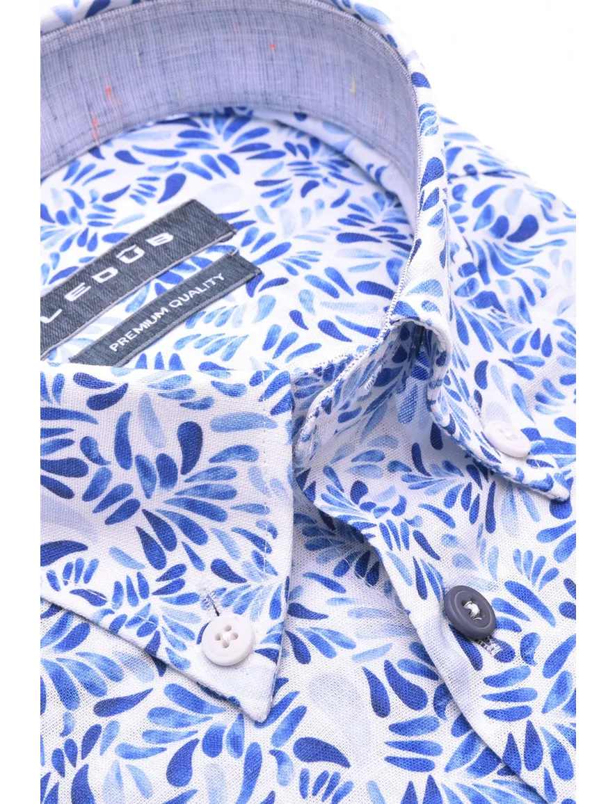 Ledub overhemd blauw geprint Modern Fit