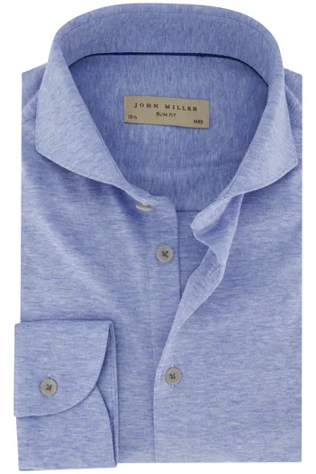 John Miller John Miller katoenen overhemd gemêleerd slim fit lichtblauw