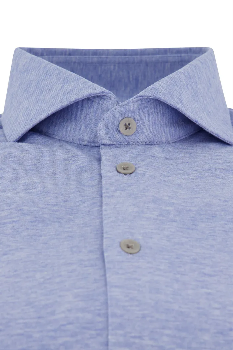 John Miller katoenen overhemd gemêleerd slim fit lichtblauw