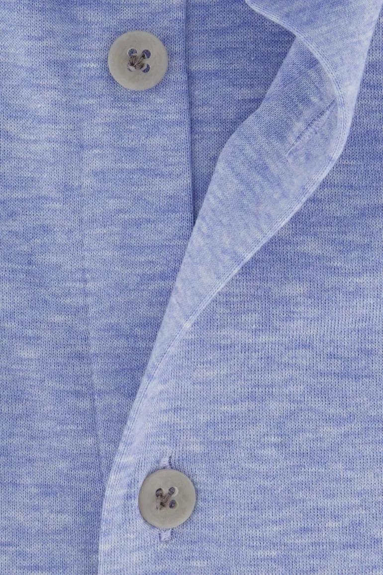 John Miller katoenen overhemd gemêleerd slim fit lichtblauw