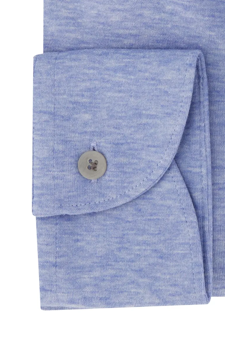 John Miller katoenen overhemd gemêleerd slim fit lichtblauw