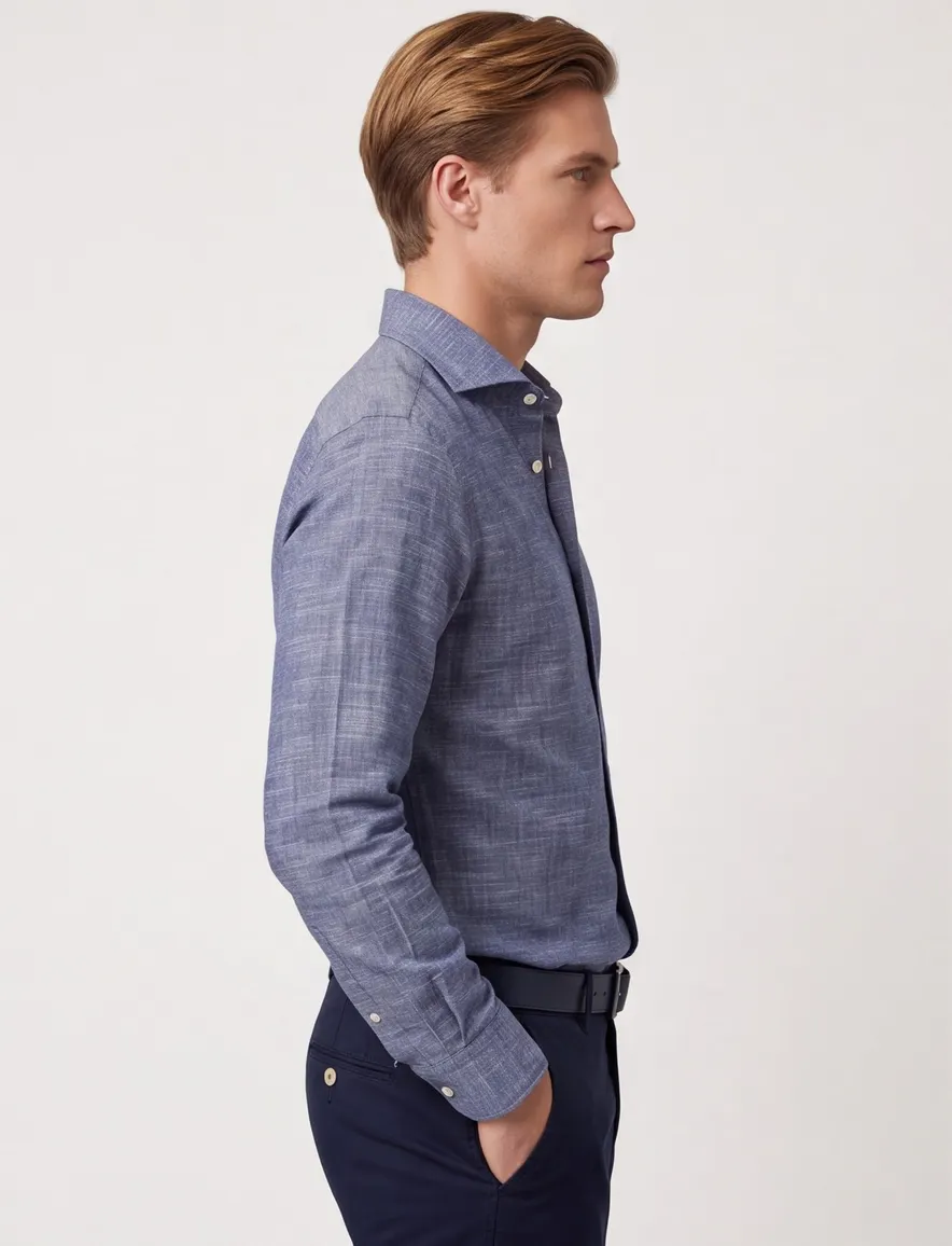 John Miller overhemd blauw slim fit