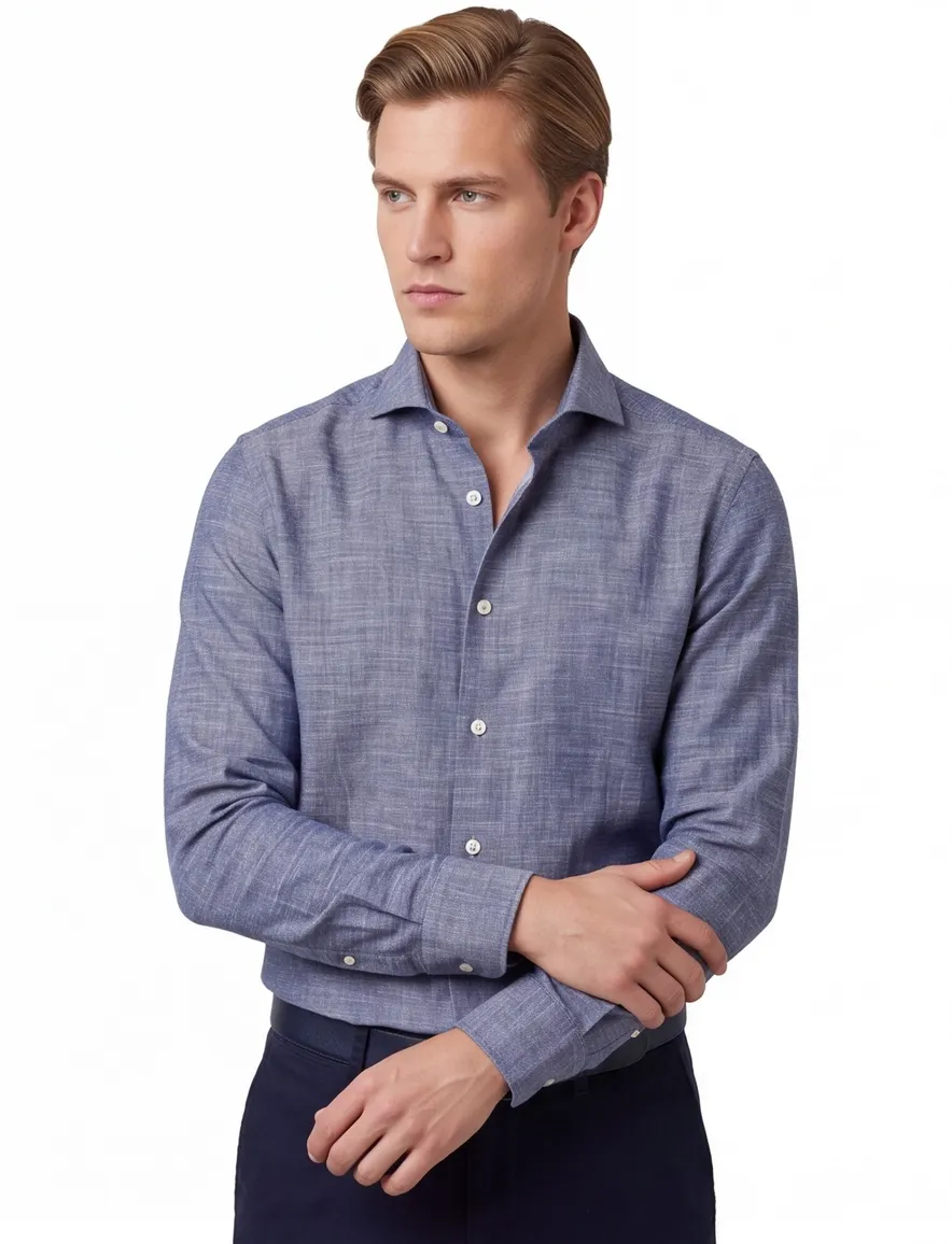 John Miller overhemd blauw slim fit