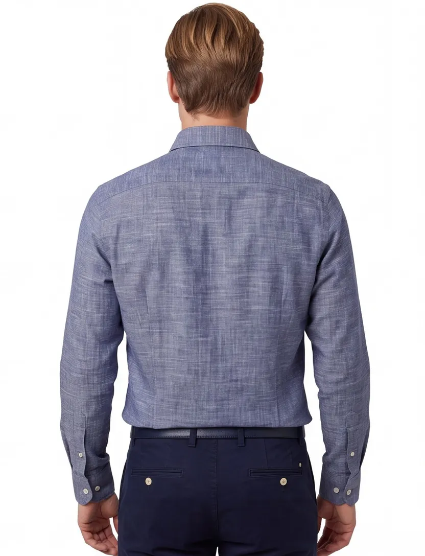 John Miller overhemd katoen blauw slim fit