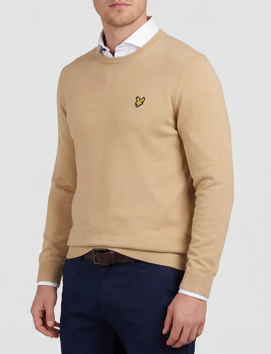 Lyle & Scott trui lichtbruin effen