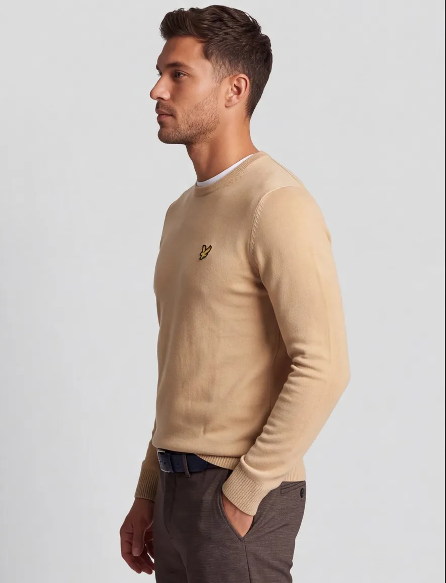 Lyle & Scott trui lichtbruin effen