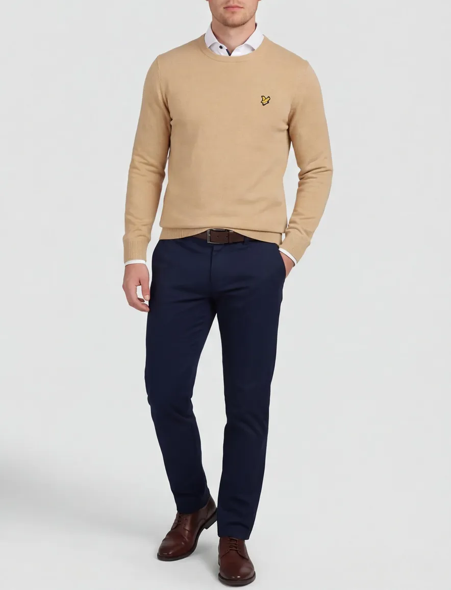 Lyle & Scott trui lichtbruin effen