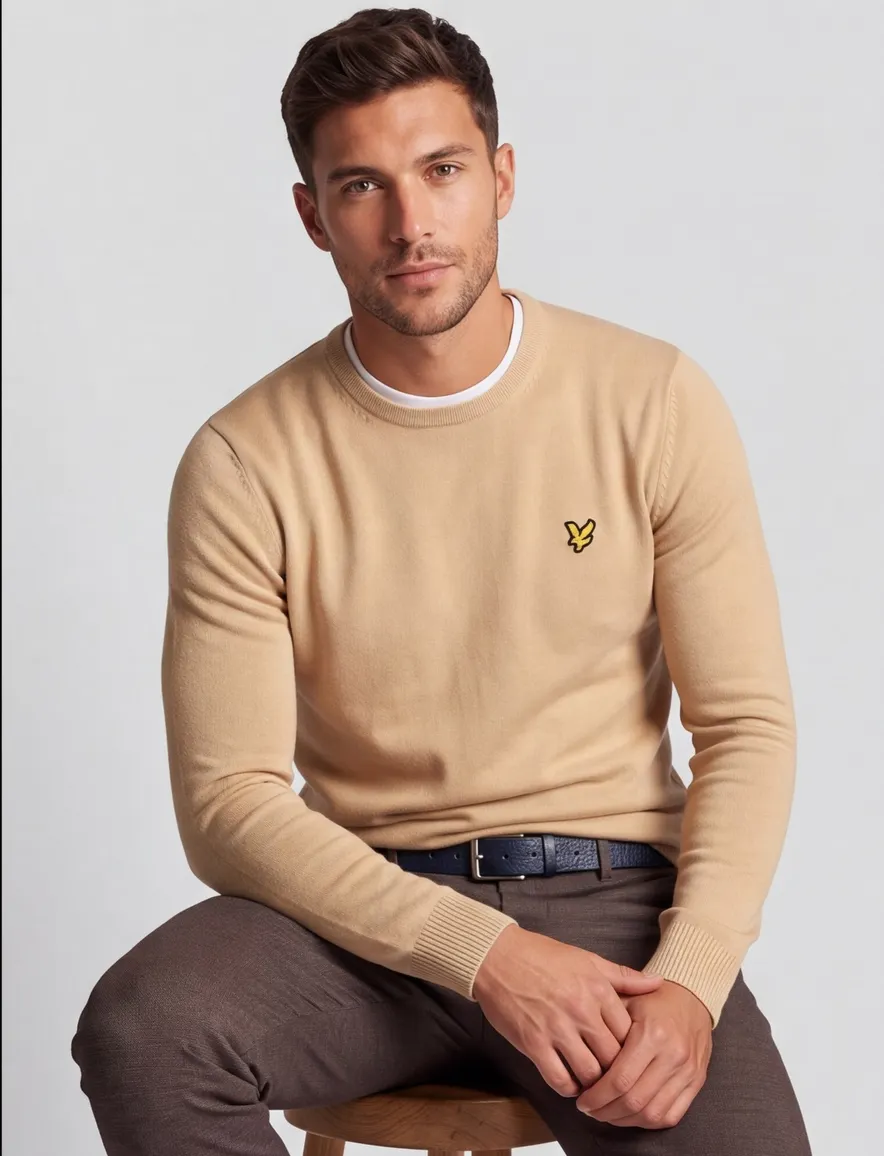 Lyle & Scott trui lichtbruin effen