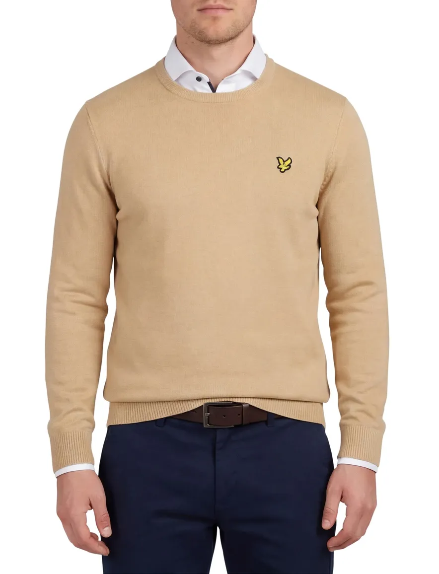 Lyle & Scott trui lichtbruin effen