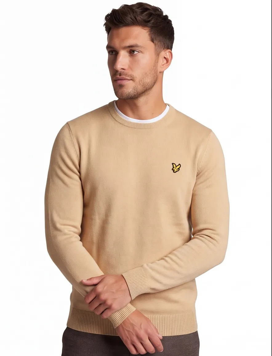 Lyle & Scott trui lichtbruin effen