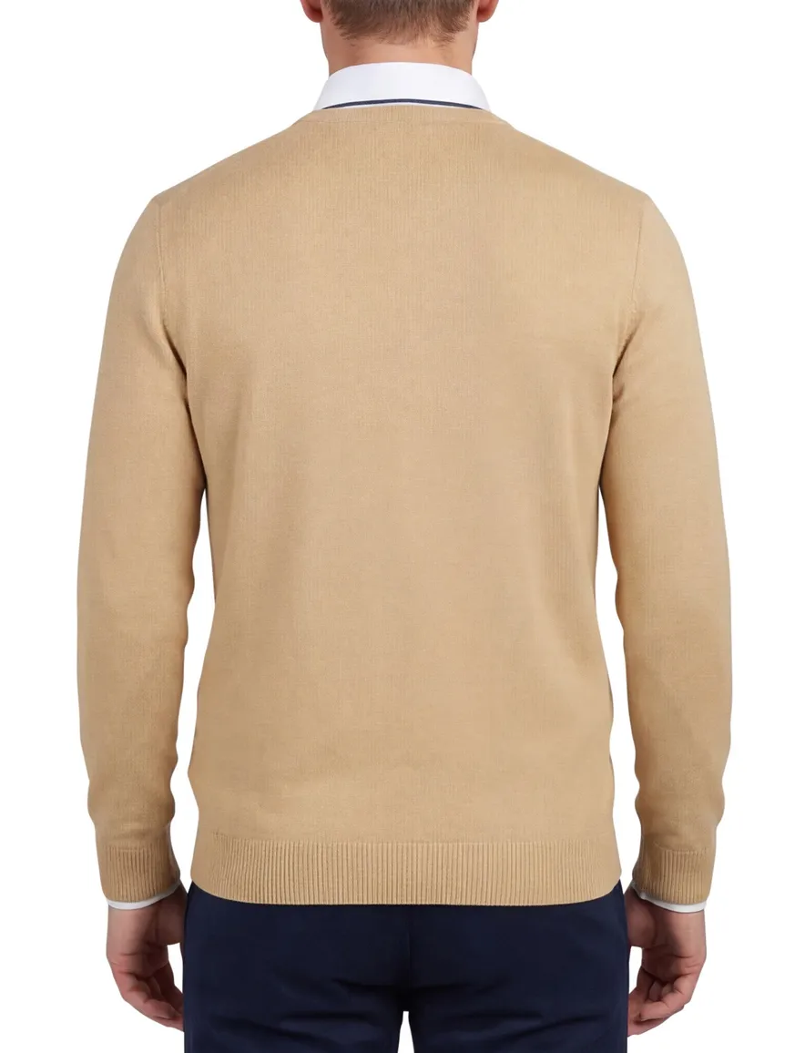 Lyle & Scott trui lichtbruin effen