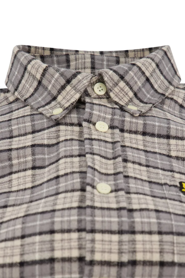 Lyle & Scott overhemd grijs geruit normale fit katoen