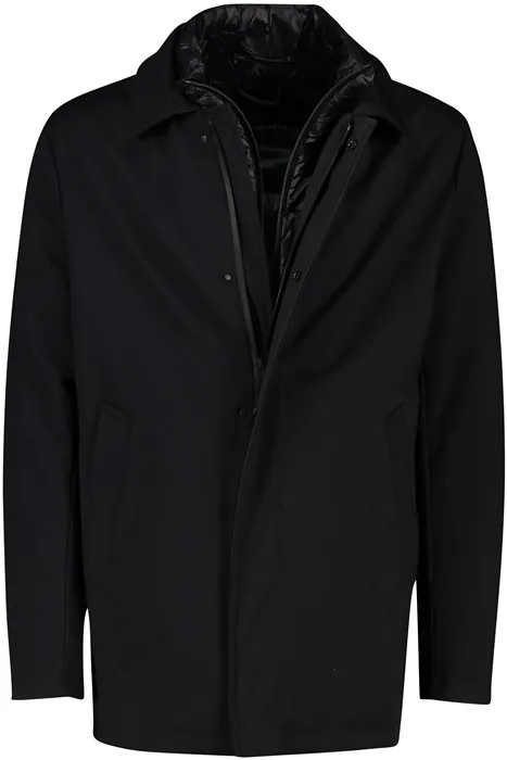 winterjas People of Shibuya zwart effen rits + knoop normale fit