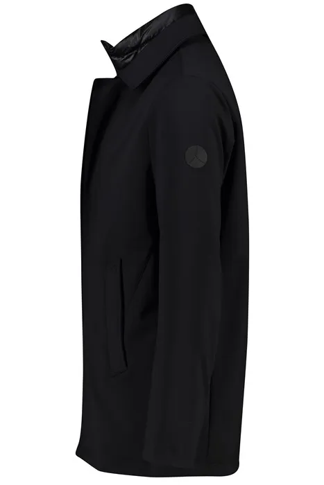 winterjas People of Shibuya zwart effen rits + knoop normale fit