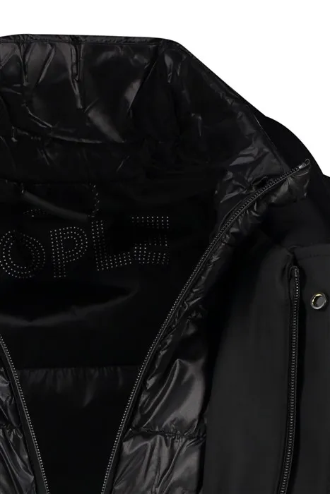 winterjas People of Shibuya zwart effen rits + knoop normale fit