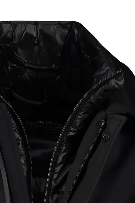 winterjas People of Shibuya zwart effen rits + knoop normale fit