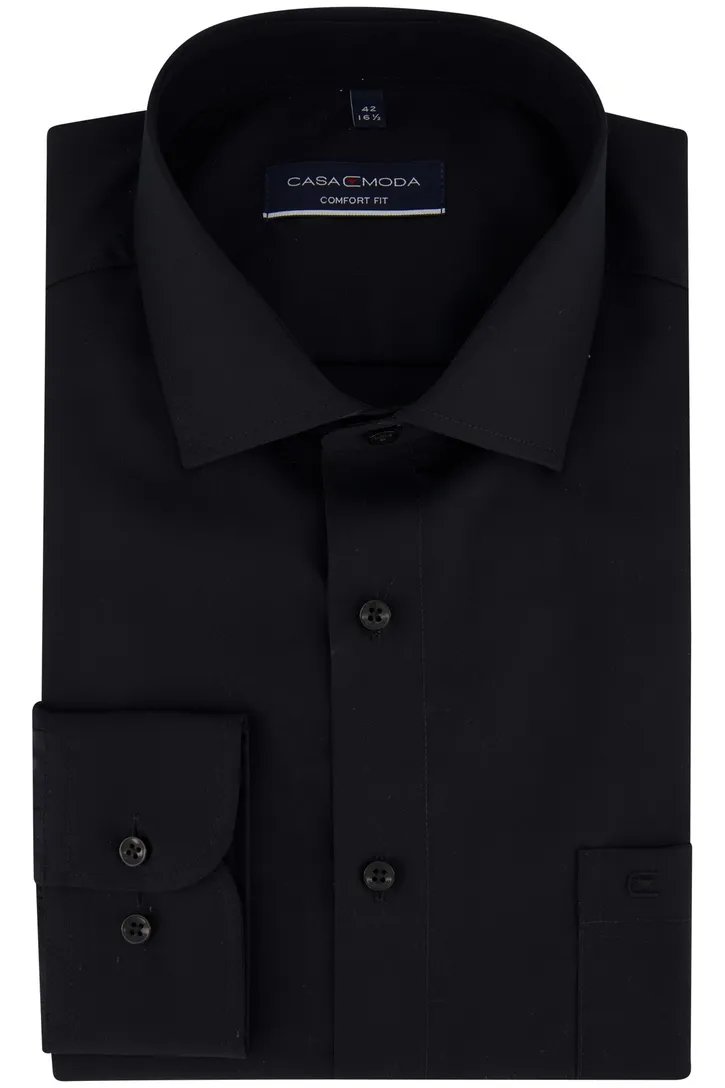 overhemd Casa Moda mouwlengte 7 normale fit zwart effen katoen