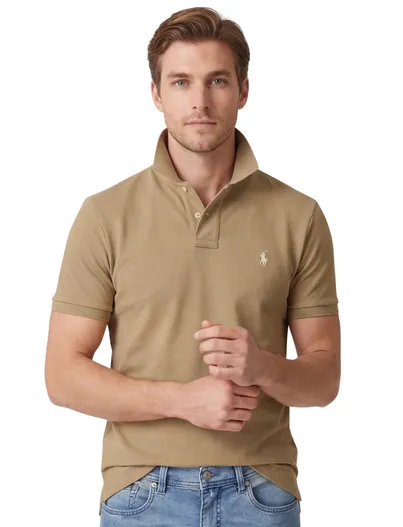 Polo Ralph Lauren Polo Ralph Lauren polo Slim Fit bruin effen katoen 2 knoops