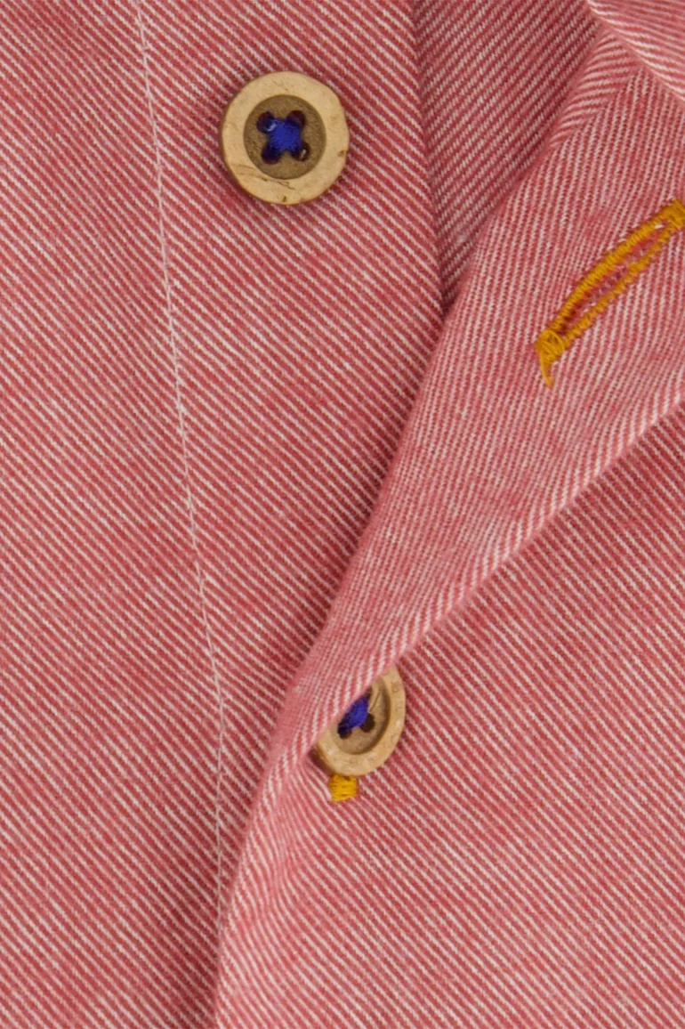 Portofino casual overhemd wijde fit rood effen katoen bruine knopen