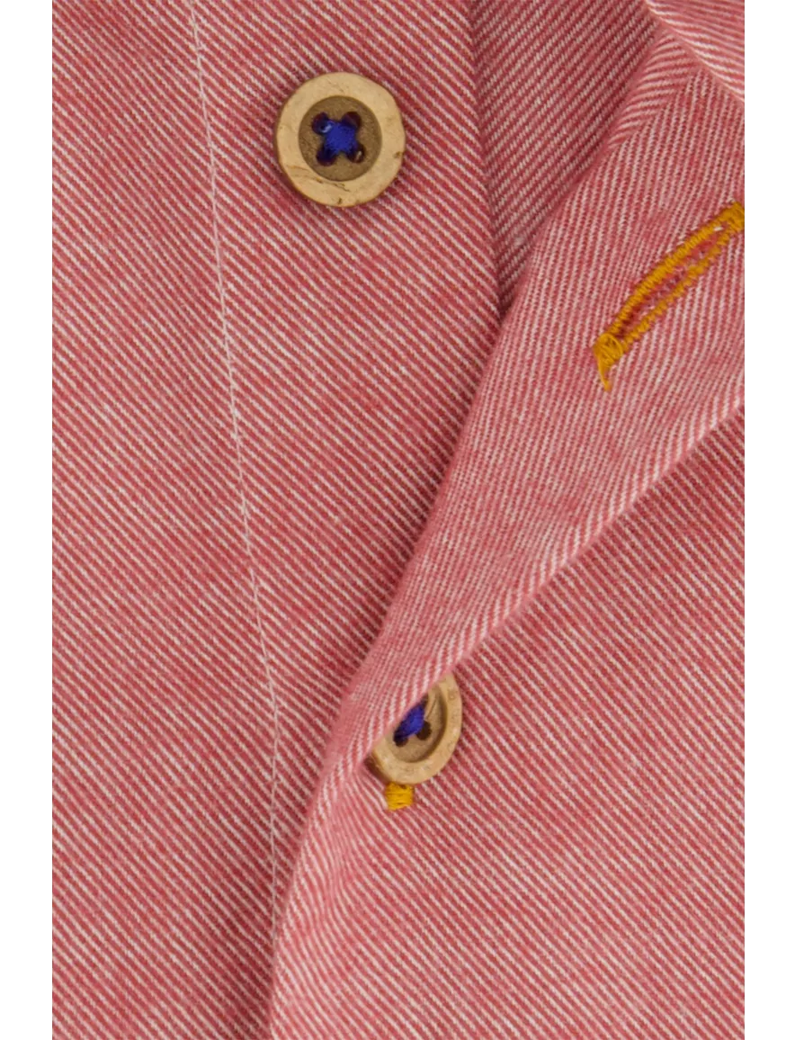Portofino casual overhemd wijde fit rood effen katoen bruine knopen