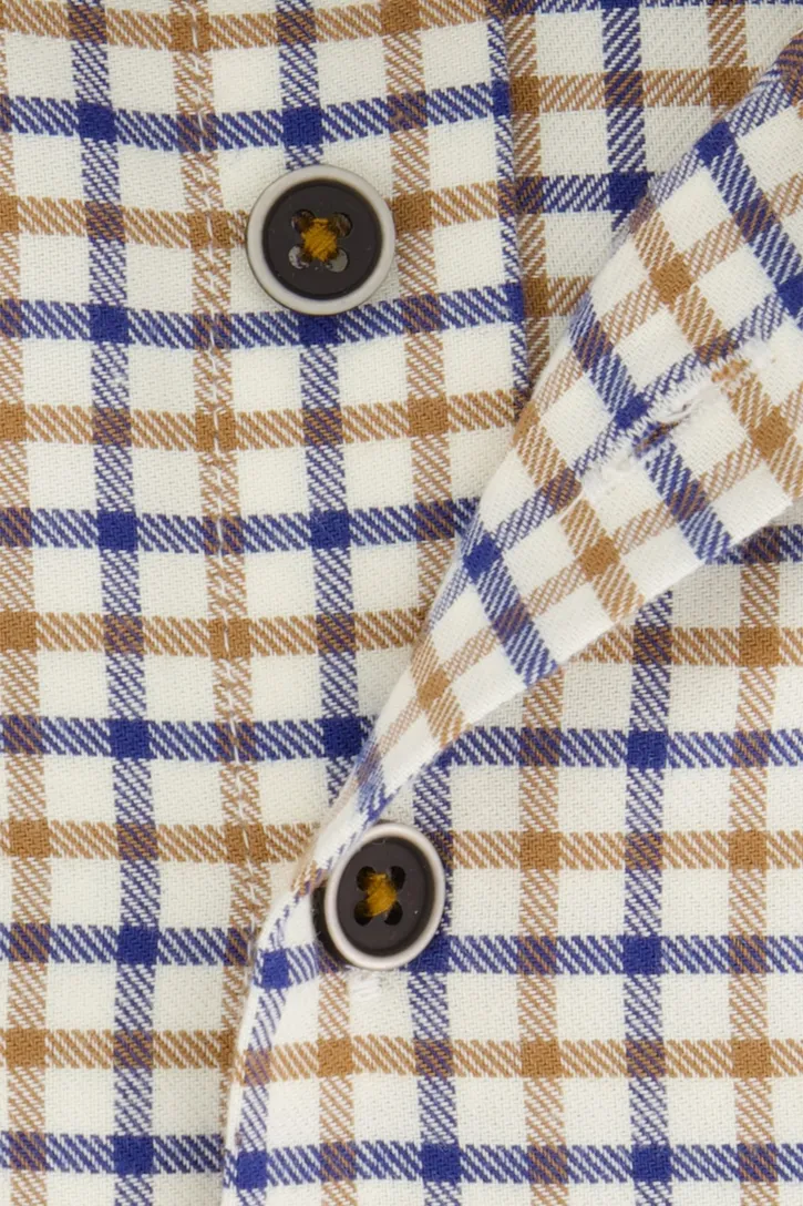 Portofino casual overhemd wijde fit geel blauw geruit katoen