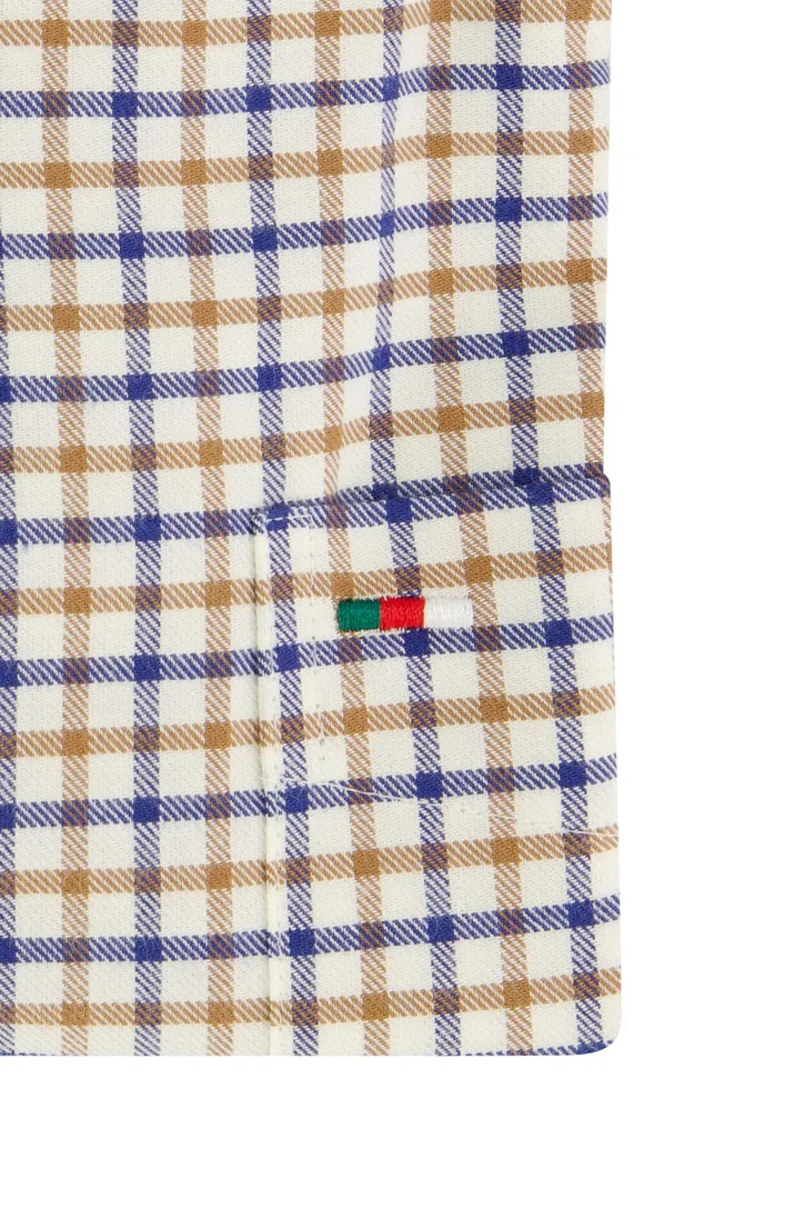 Portofino casual overhemd wijde fit geel blauw geruit katoen