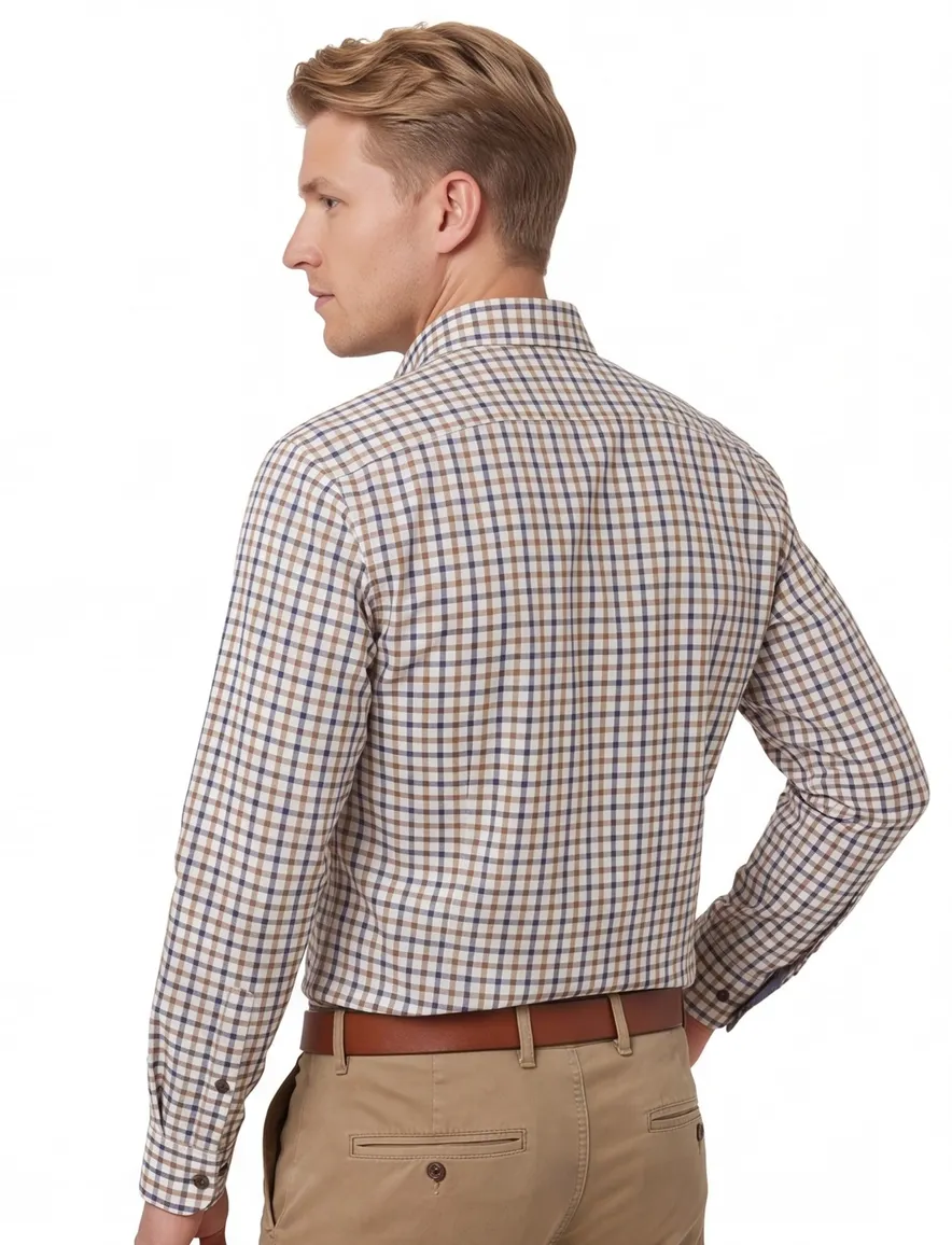 Portofino overhemd beige regular fit
