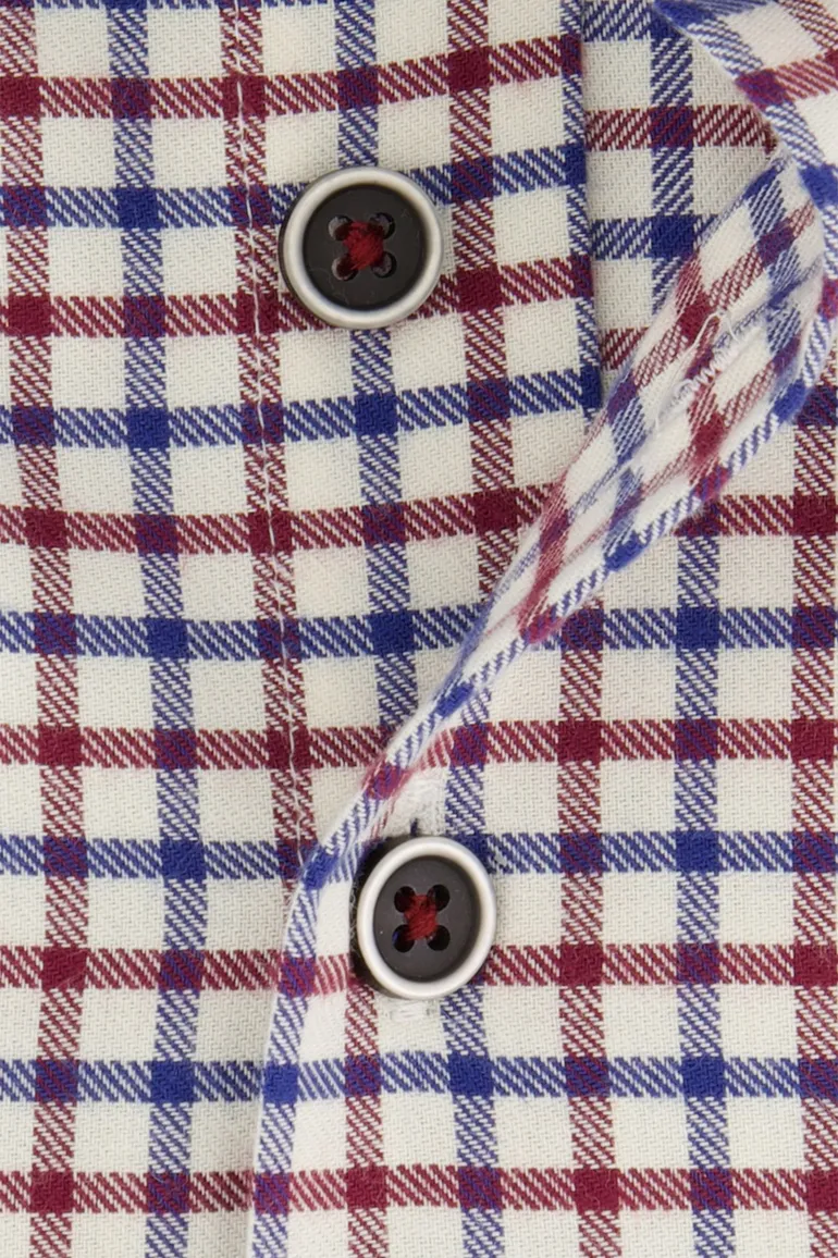 Portofino casual overhemd wijde fit rood geruit borstzak
