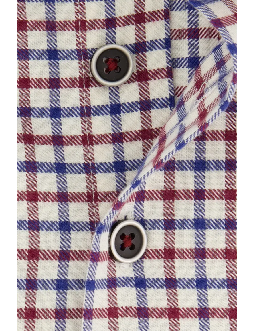 Portofino casual overhemd wijde fit rood geruit borstzak