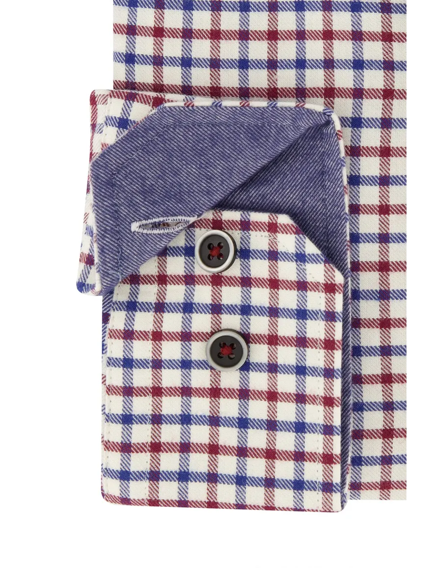 Portofino casual overhemd wijde fit rood geruit borstzak