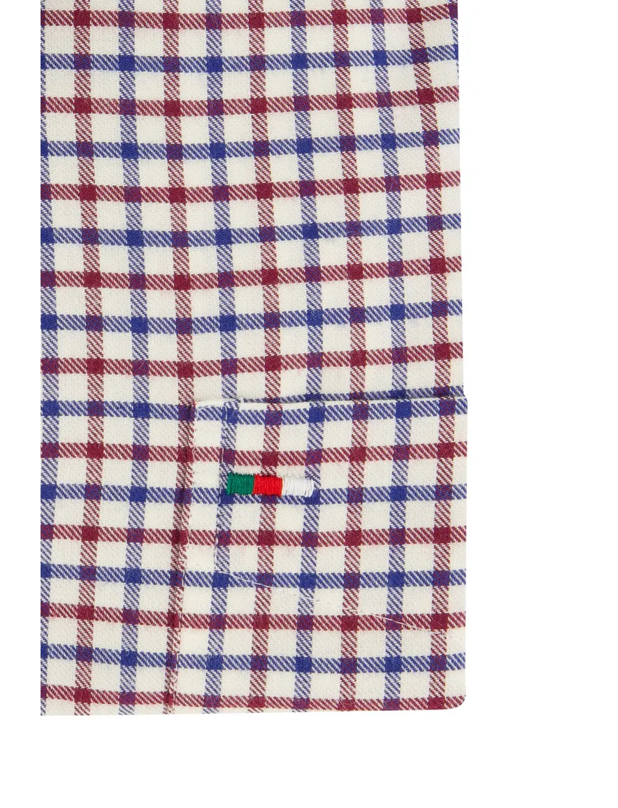 Portofino casual overhemd wijde fit rood geruit borstzak