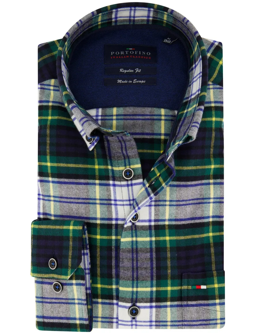 Portofino overhemd groen regular fit