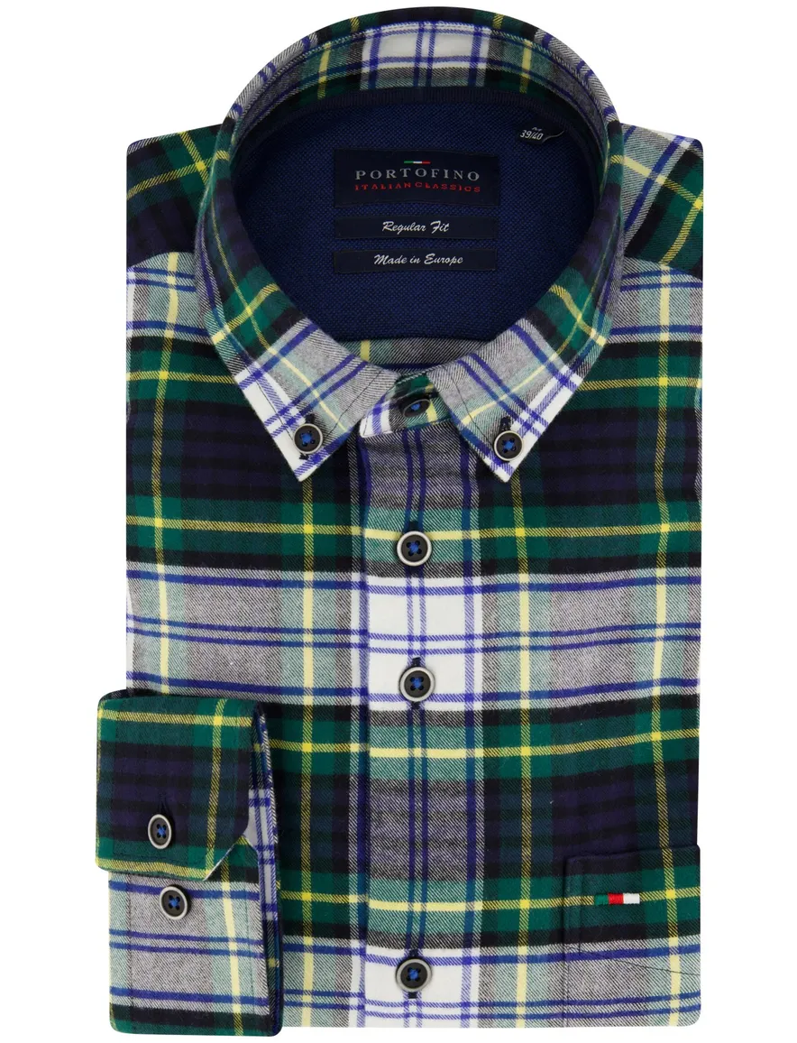 Portofino overhemd groen regular fit