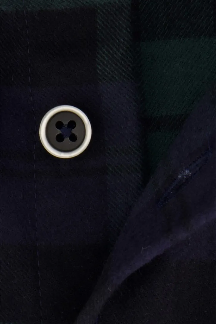 Portofino casual overhemd wijde fit donkerblauw geruit flannel katoen