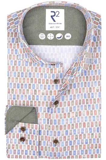 R2 R2 business overhemd slim fit roze printje katoen