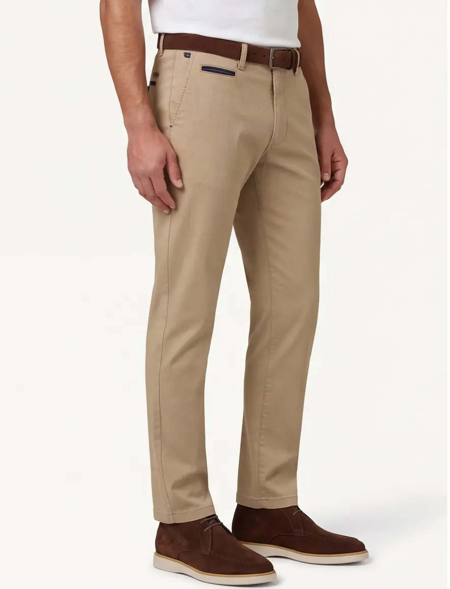 Gardeur katoenen broek Benny zandbeige effen katoen