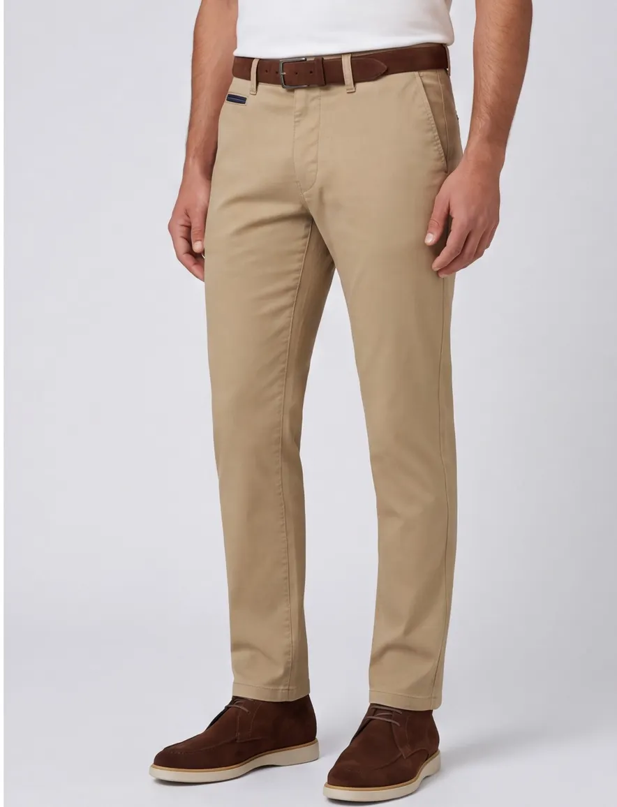 Gardeur katoenen broek Benny zandbeige effen katoen