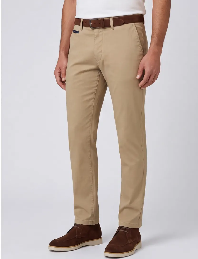 Gardeur katoenen broek zandbeige effen Benny katoen