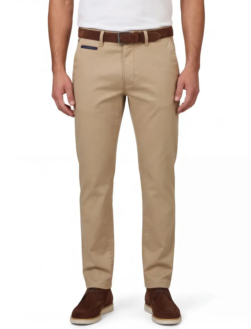 Gardeur katoenen broek zandbeige effen Benny katoen