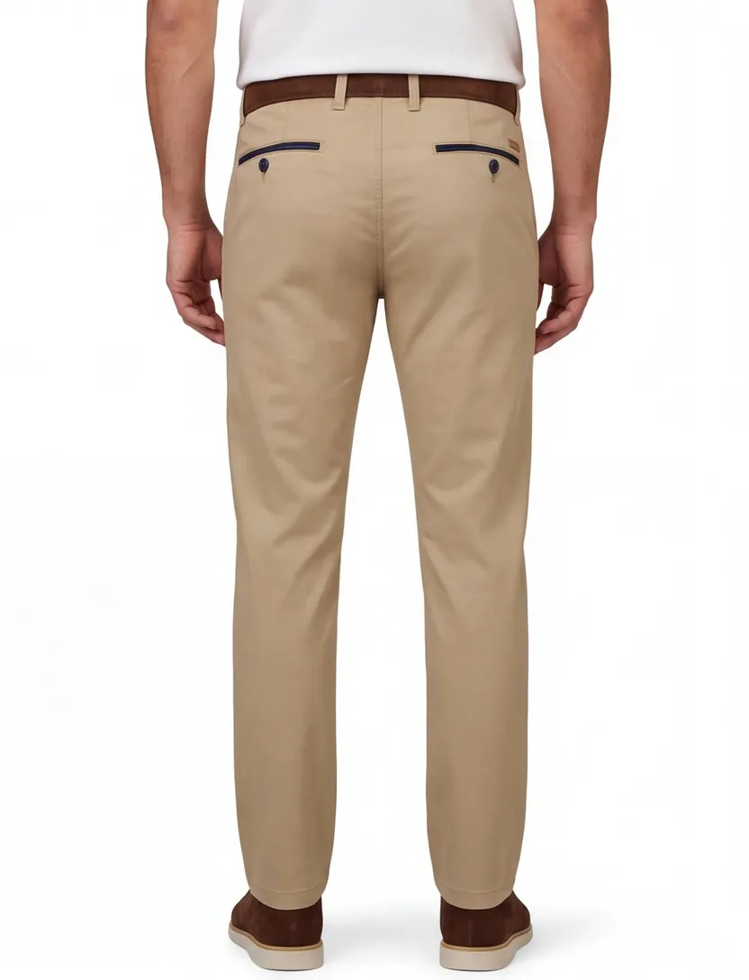 Gardeur katoenen broek zandbeige effen Benny katoen