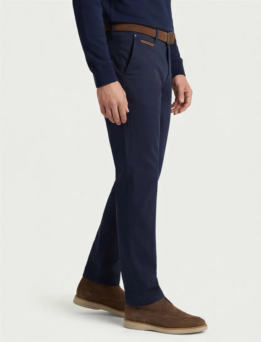 Gardeur katoenen broek Benny donkerblauw effen katoen-stretch
