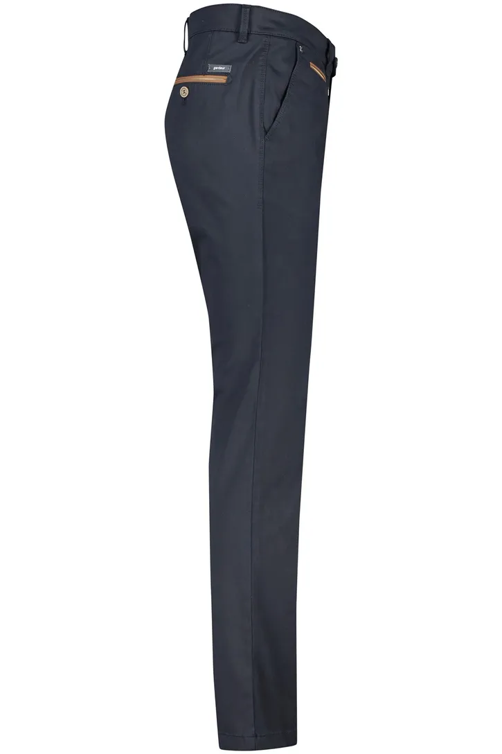 Gardeur katoenen broek Benny donkerblauw effen katoen-stretch