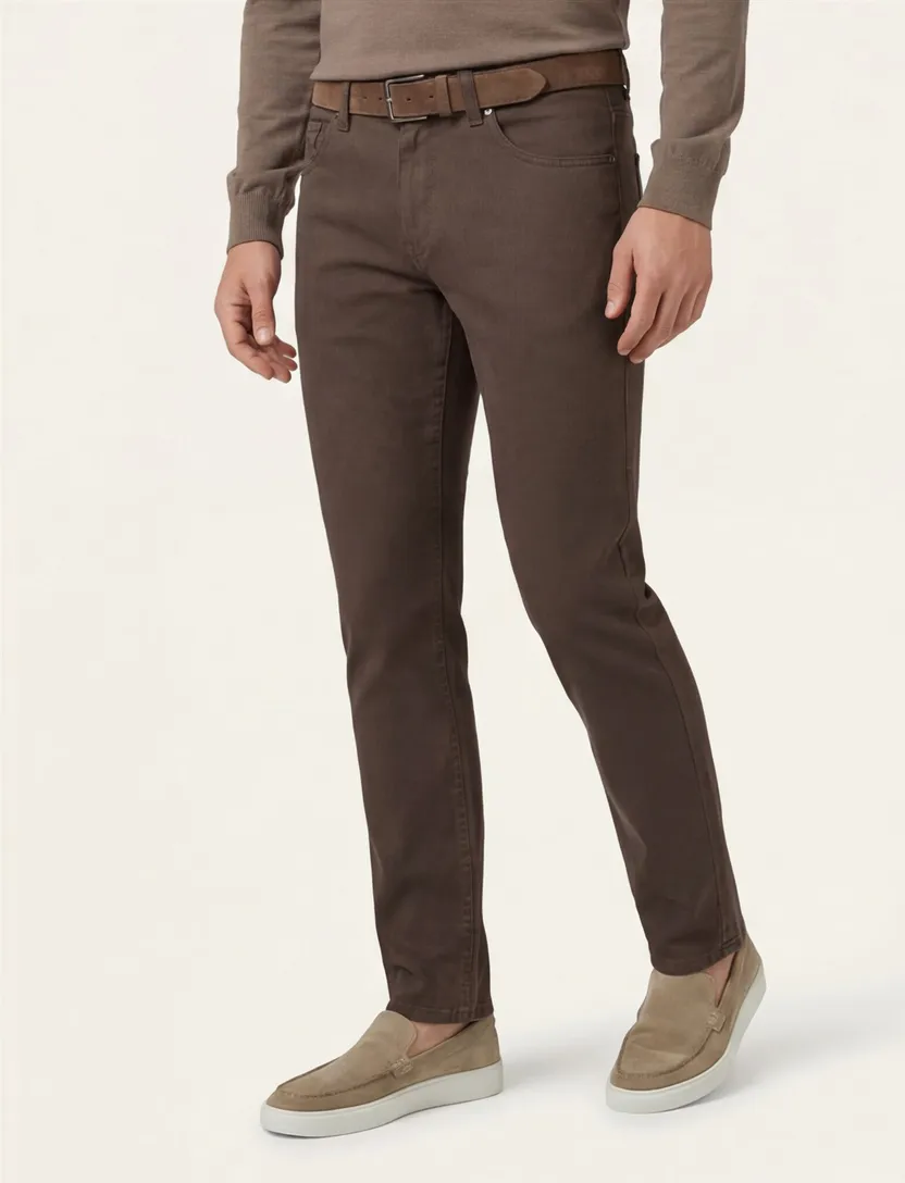 Gardeur Sandro jeans bruin slim fit katoen