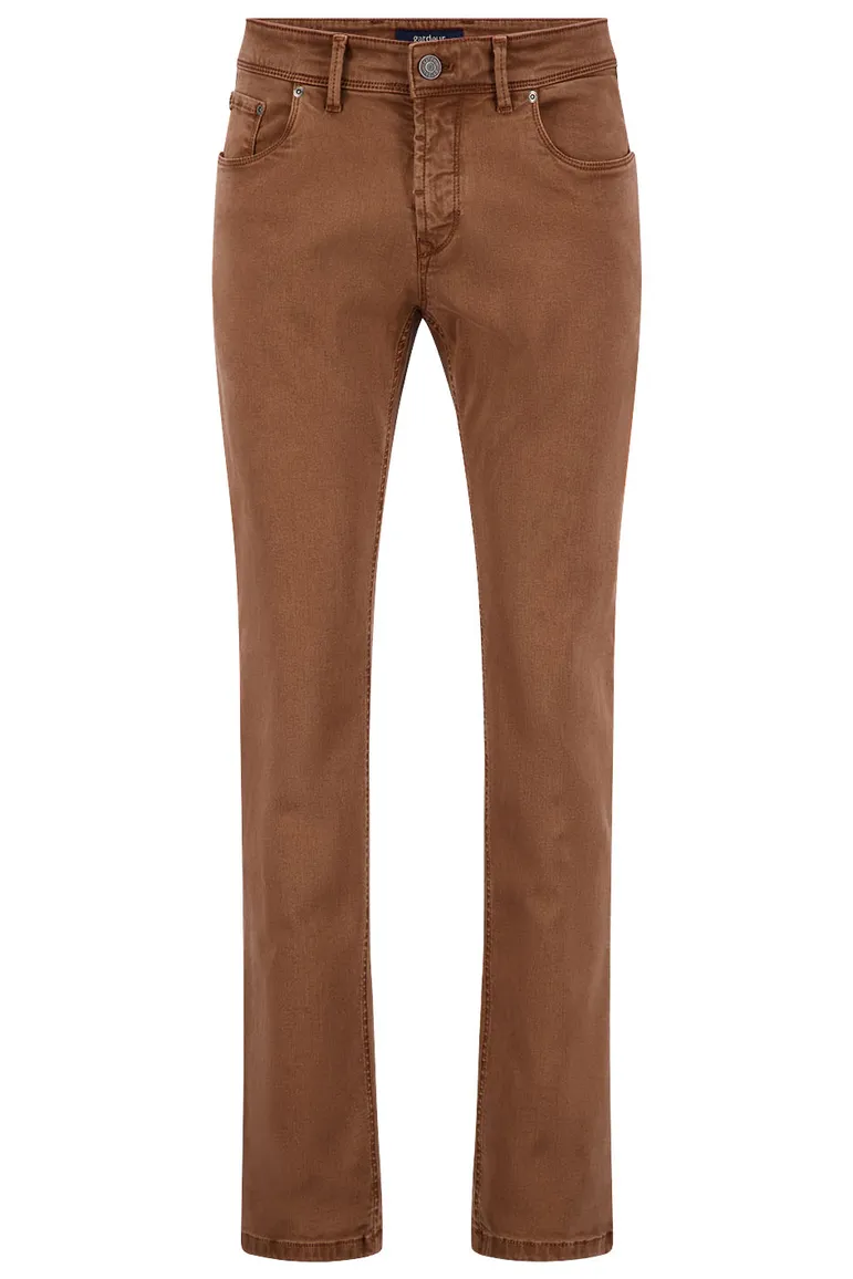 Gardeur jeans Sandro bruin effen katoen
