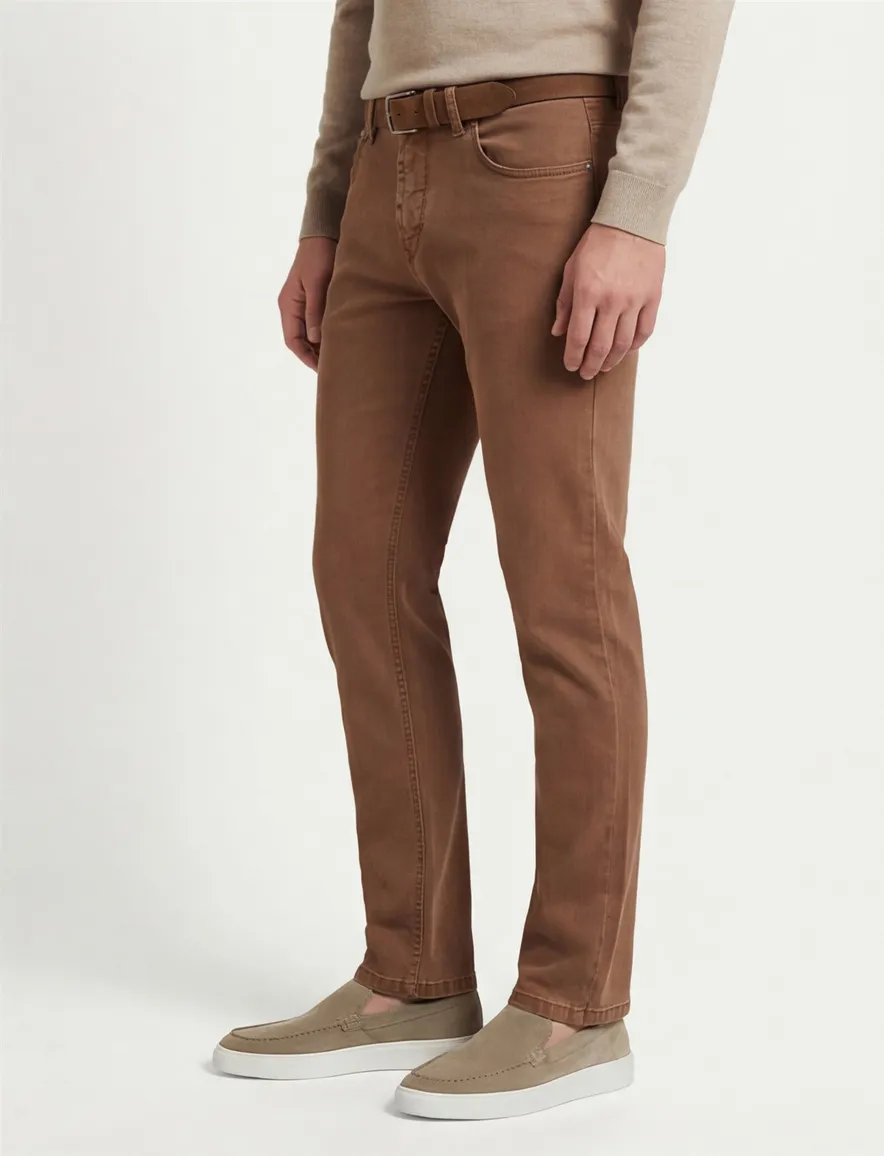 Gardeur jeans Sandro bruin effen katoen