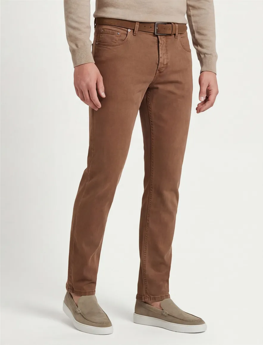 Gardeur jeans Sandro bruin effen katoen