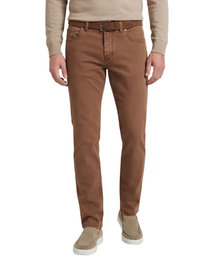 Gardeur Bruine effen katoen slim fit Gardeur jeans sandro