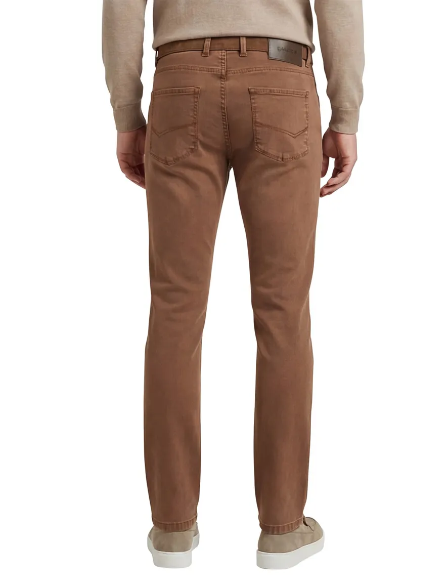 Gardeur jeans Sandro bruin effen katoen