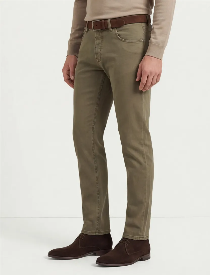 Gardeur Sandro jeans groen effen katoen slim fit