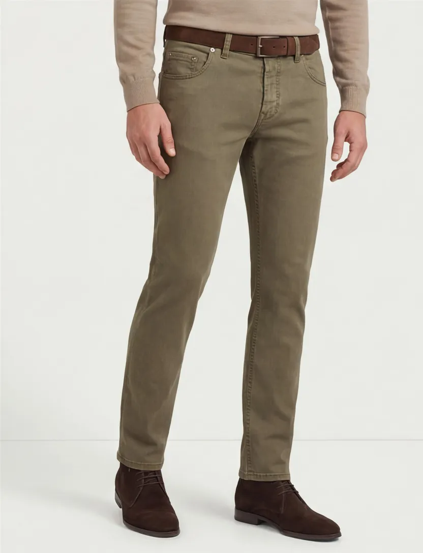 Gardeur Sandro jeans groen effen katoen slim fit